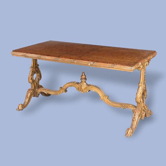 A Mid-19th Century Amboyna & Giltwood Centre Table